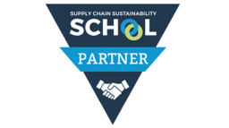 Logo for Supply Chain Sustainability School Partner with handshake icon.