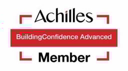 Achilles logo with "BuildingConfidence Advanced Member" text.
